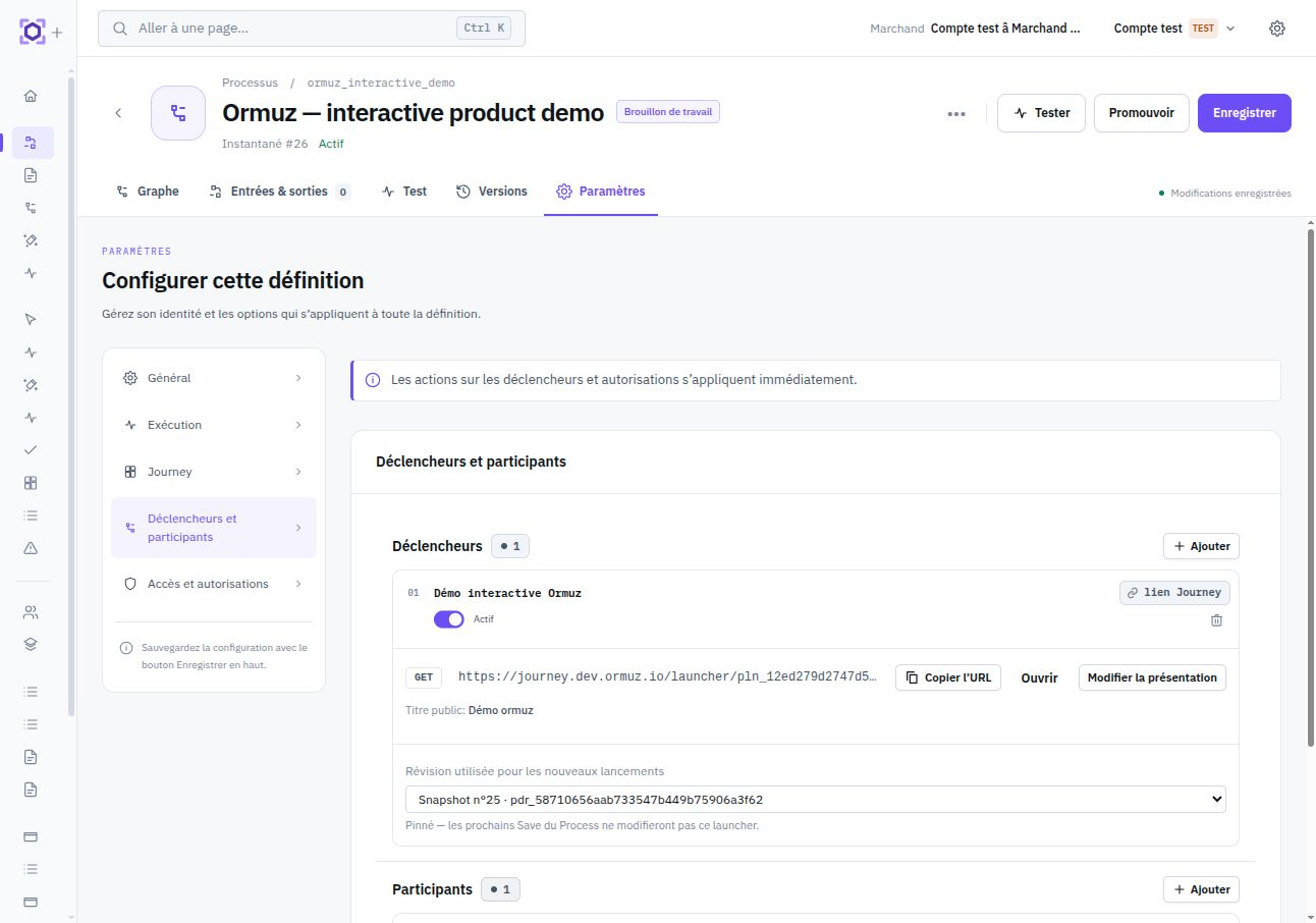 Le launcher de démonstration référence explicitement une version du Process cible.